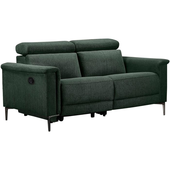 Lund-canapé 2 Places Avec 1 Fauteuil Inclinable Manuel En Vert Foncé Fabaric Lund-canapé 2 Places Avec 1 Fauteuil Inclinable Manuel En Vert Foncé Fabaric