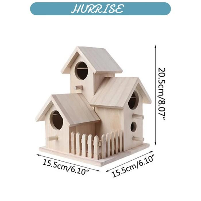 Sonew Nichoir à oiseaux en bois Clôture de maison doiseau en bois décoration suspendue nid animalerie soin Trois chambres