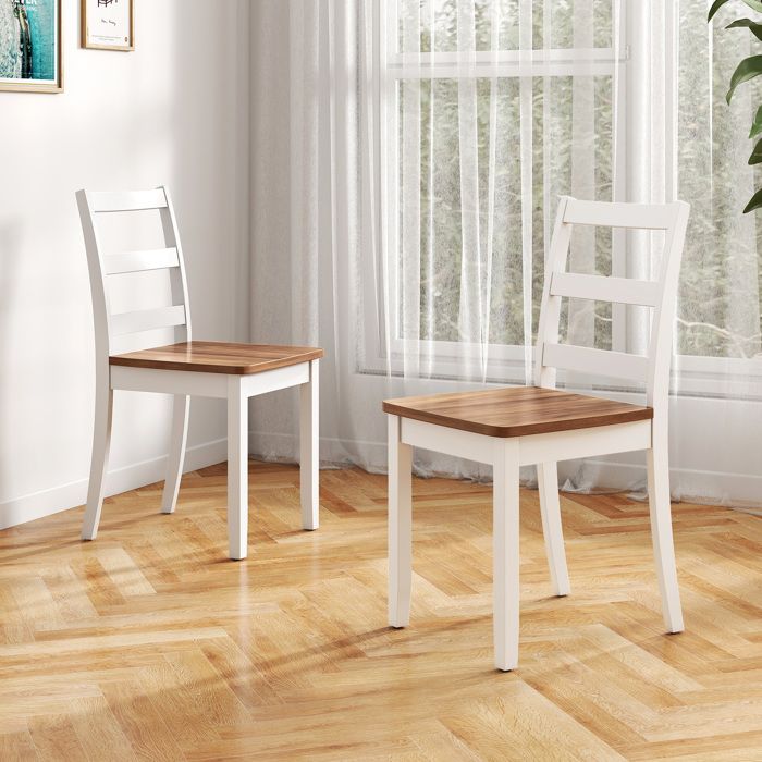 COSTWAY Lot de 2 Chaises de Salle à Manger en Bois - 40 x 40 x 85 cm - Dossier Courbé Haut sans Accoudoirs pour Cuisine Restaurant