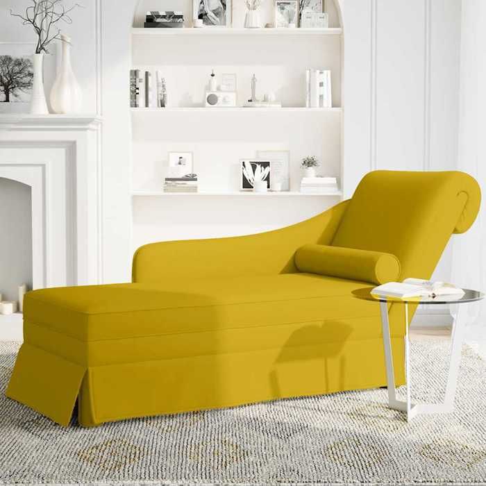 Best2026@velours Fauteuil Relax SHIELDPRO® - Siège maximal: 110 kg - Fauteuil long avec traversin et accoudoir droit jaune - pour sa
