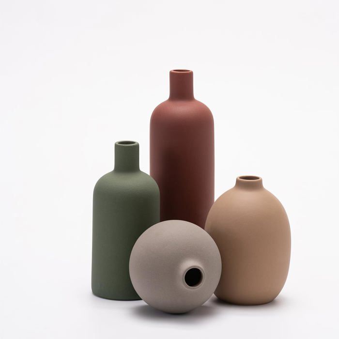 Lot 4 vases céramique déco maison–vase pampa fleurs séchées étagère cheminée salon (rouge vert marron gris)