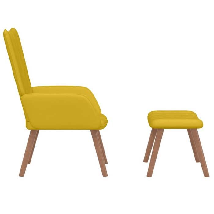 Fauteuil simple - Jaune - Chaise de relaxation - avec repose-pied - Jaune moutarde Velours 61.5x69x95.5 cm F7754