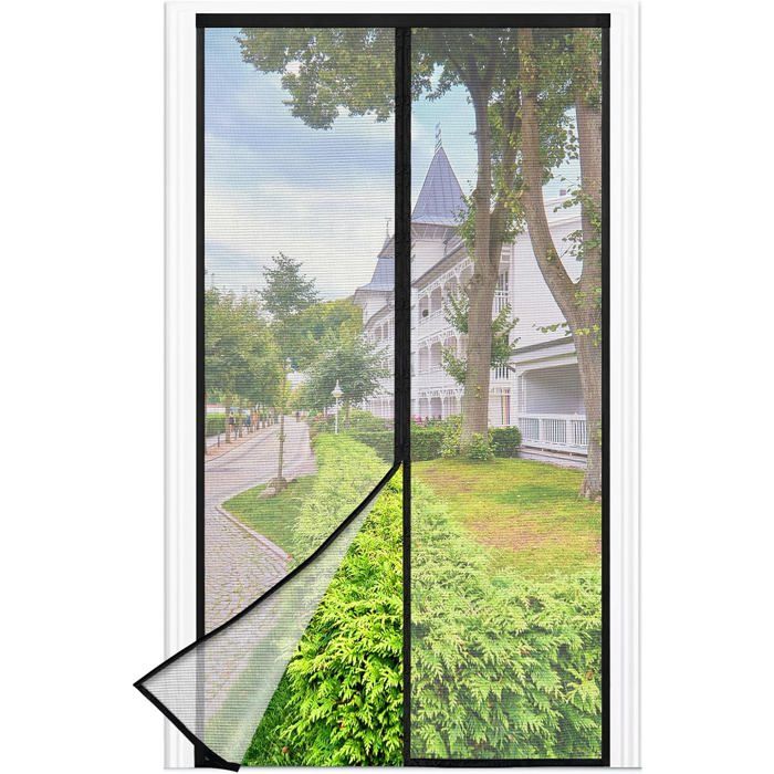 Moustiquaire magnétique pour porte - DEKOPRO - 90x230 cm - Maille fine noire - Fermeture magnétique automatique