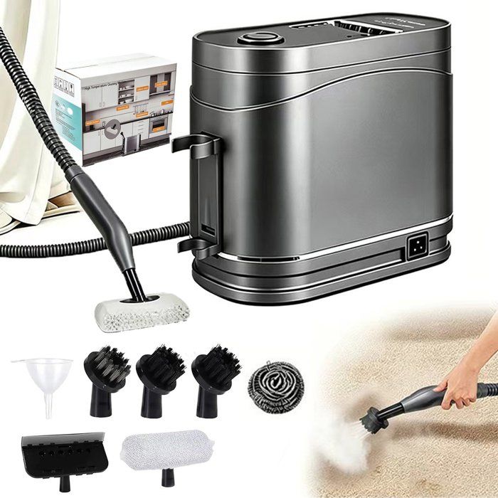 Nettoyeur vapeur Portable 2 modes de nettoyage Réservoir 12L Vapeur à 120°C avec 8 accessoires pour Sol Cuisine Tissus