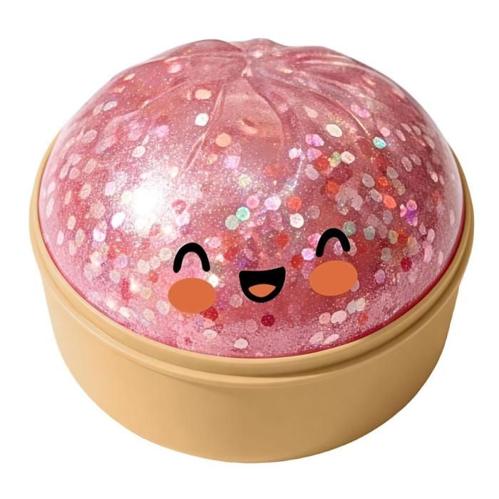 Boulette Géante à Paillettes En TPR – 9 Cm – Avec Boîte Vapeur – Anti-stress Moelleux Pour Adultes – Cadeau Décalé Jaune