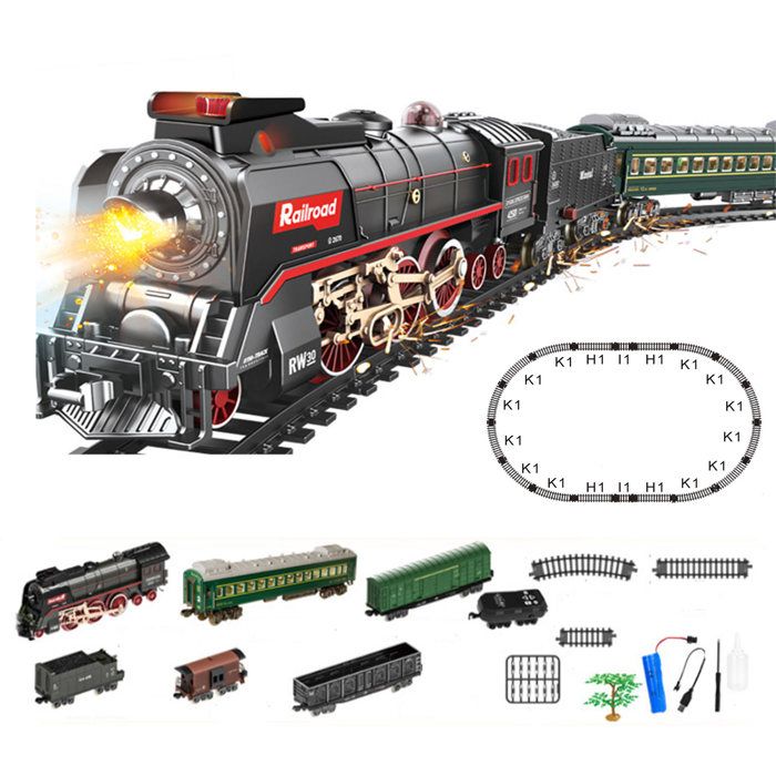 Circuit voiture - Onwind - enfant 28pcs jouets en patchwork pour train à vapeur patchwork de rails diy avec musique et fonction de