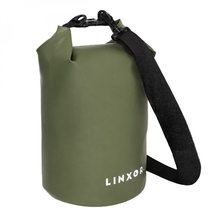 Sac étanche réglable pour sport nautique bateau plage randonnée imperméable - 10 litres - Vert kaki - Linxor