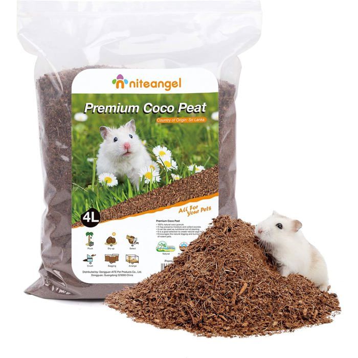 Litière Naturelle pour Hamsters Nains syriensgerbillesSourisDegus ou Autres Petits Animaux à Base de Coco/Cork. (Tourbe de Coco)