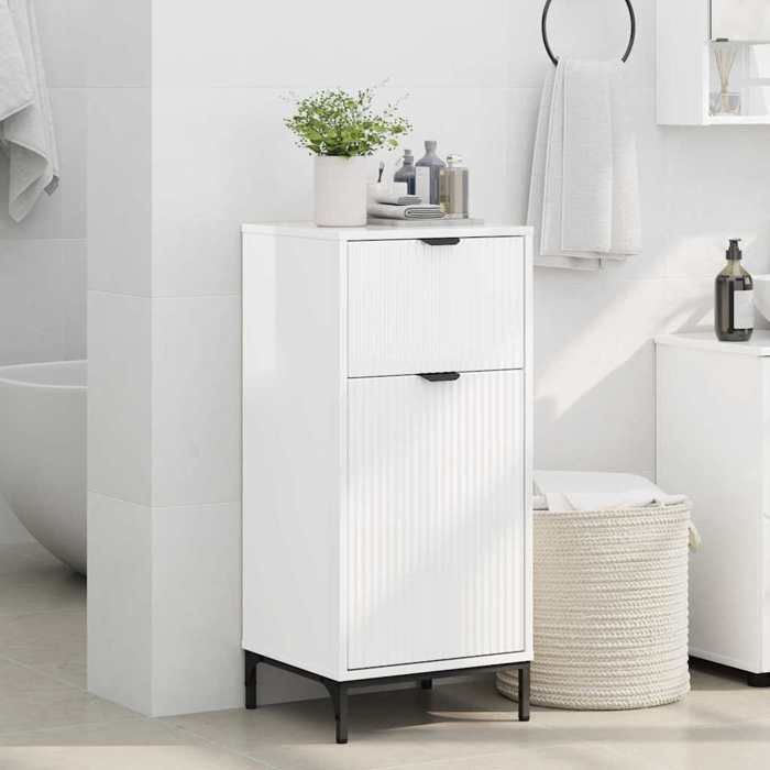 Meuble Rangement - HAOSHOP - Cabinet de salle de bain Blanc brillant 39 5 x 36 x 88 cm&01_40372