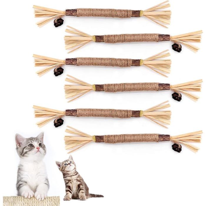 Lot de 6 bâtonnets à chat Bâtons à mâcher pour chat Pour le soin des dents et contre Medium 6 Count