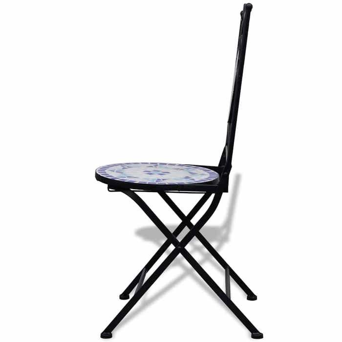 Soldes d’automneMulticolore Meuble dextérieur - Chaises pliables de bistro 2 pcs Céramique - Bleu - et Blanc - 37x41x89cm17567