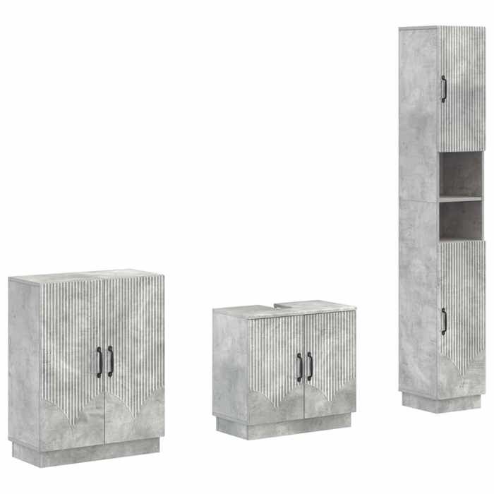 NEUF Colonne de salle de bain - Ensemble de meuble de salle de bain - 3 pcs - HOORN - Gris béton - 30 x 31 x 190 cm495258