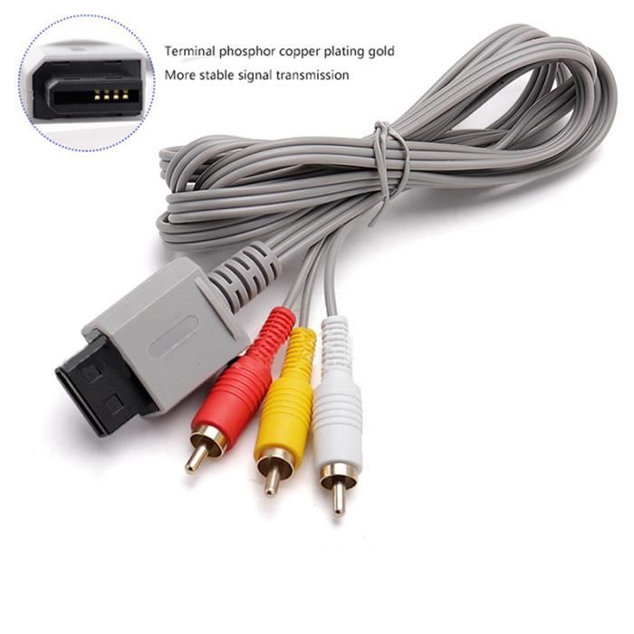 1.8m 3 Câbles RCA Pour Nintendo Wii Console de Contrôleur Audio Vidéo