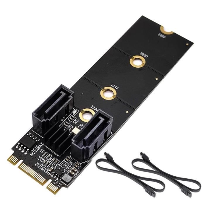 Adaptateur NVME M.2 Vers SATA 6 Ports - Avec Radiateur Aluminium, Chipset ASM1166, Pour Windows/Mac/Linux