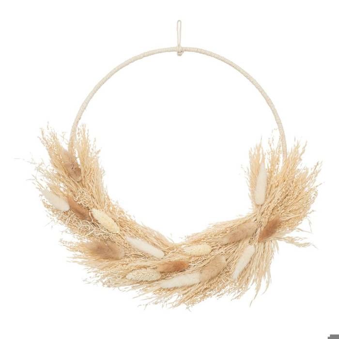 Couronne fleurs naturelles Sieste à Lourmarin D.34cm blanc - Atmosphera Créateur dintérieur