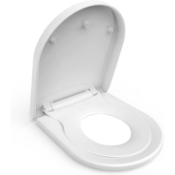 Abattant WC, MUJIUSHI Lunette de Toilette en Forme de D, Fermeture