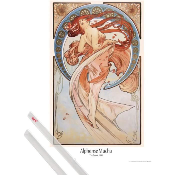 Carrelage mural Alphonse Mucha : panneau en céramique Art