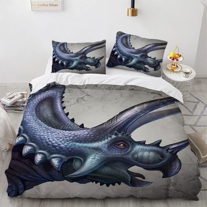 Housse De Couette Bleu Foncé 220x240 Cm Avec Motif Carpes Koï - 100% Microfibre, Hypoallergénique, Réversible