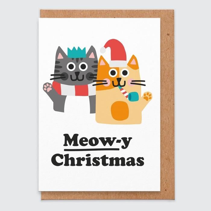 Carte De Noël Meowy Carte De Noël Pour Amoureux Des Chats Jolie