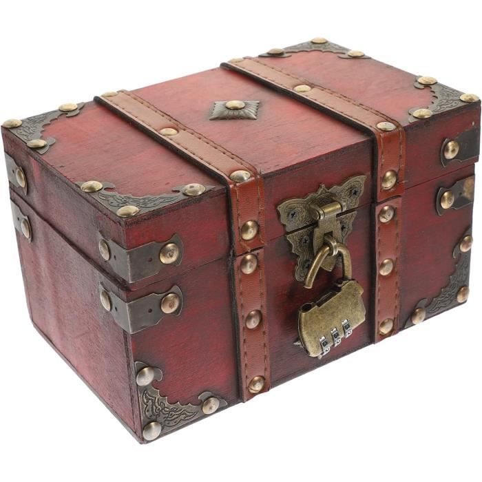 Coffre Au Trésor En Bois Fait Main – Boîte à Bijoux Avec Serrure, 11,5x8x8 Cm