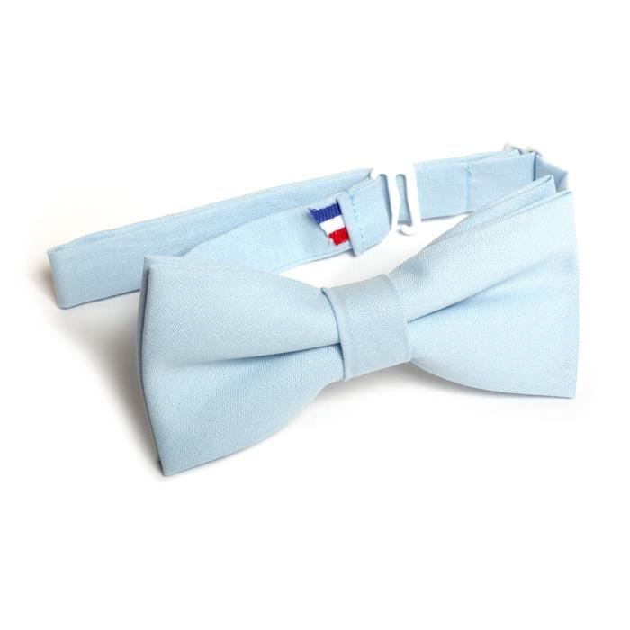 Fabriqué en France Noeud Papillon Bleu marine Homme Uni Aspect Coton Mat