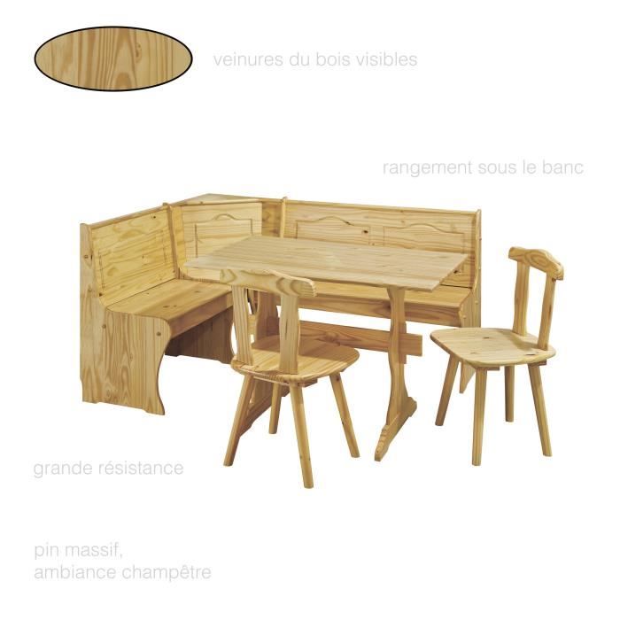 Salle à Manger Complète Table De Cuisine 2 Chaises Du Cuisines 1 Banc Bois Angle Ensemble Table Et Chaises Pin Massif Naturel