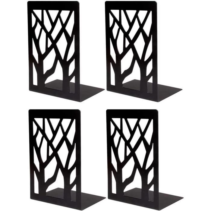Serre-Livres Métal Noir - 2 Pièces - Antidérapants Avec Design Oiseau - Pour Bureau, École, Maison