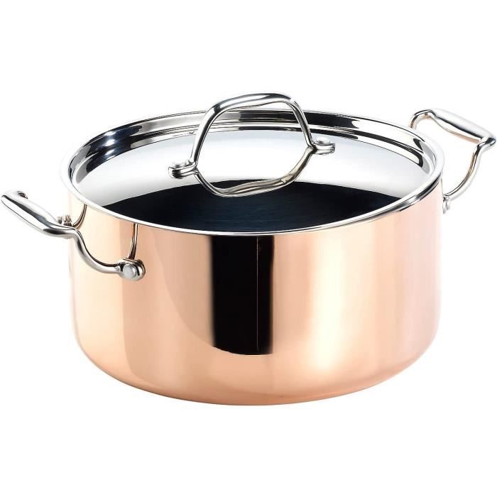 Casserole En Cuivre étamé 35 Cm Avec Couvercle - Art De La Table Pro - Italie