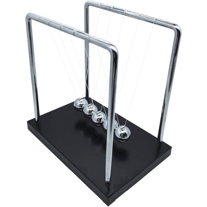 Pendule de Newton avec Base en Bois Noir, Jouet éducatif Science
