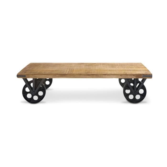Table Basse Vintage Industriel A Roulettes Acier Achat Vente
