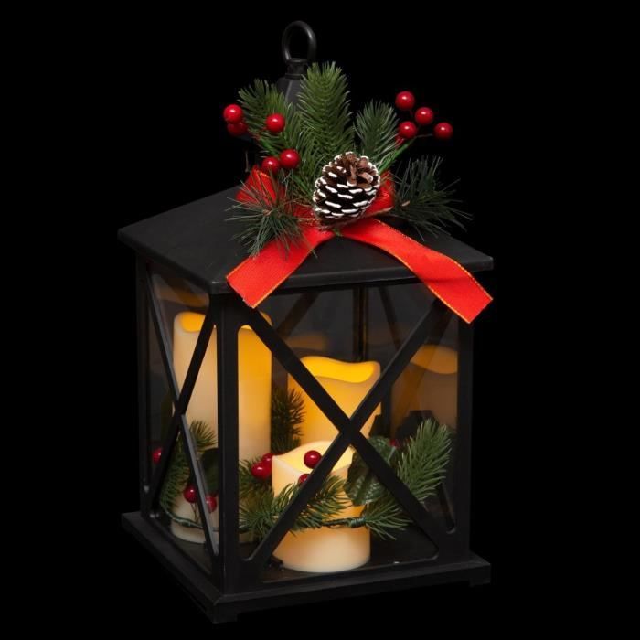 Décoration électrique lanterne grand modèle 3 LED effet flamme
