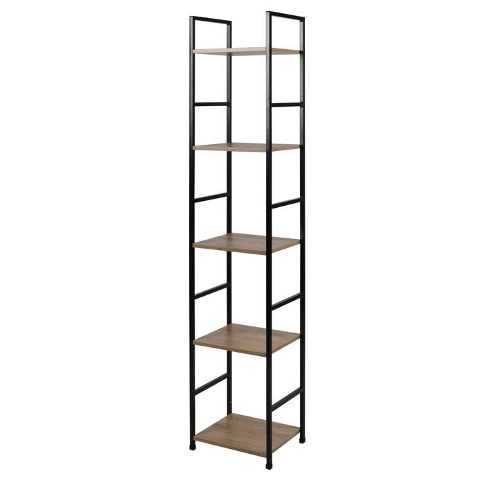Toilinux - Etagère droite échelle 5 niveaux Colorado H.48 en Métal et MDF - Beige et Noir Toilinux - Etagère droite échelle 5 niveaux Colorado H.48 en Métal et MDF - Beige et Noir