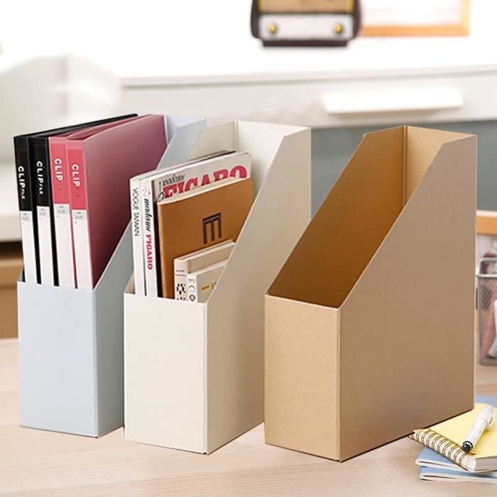 GORESE Porte-Revue Pliable A4 En Cuir - Organisateur Bureau Vertical 4 Compartiments Pour Documents Et Magazines