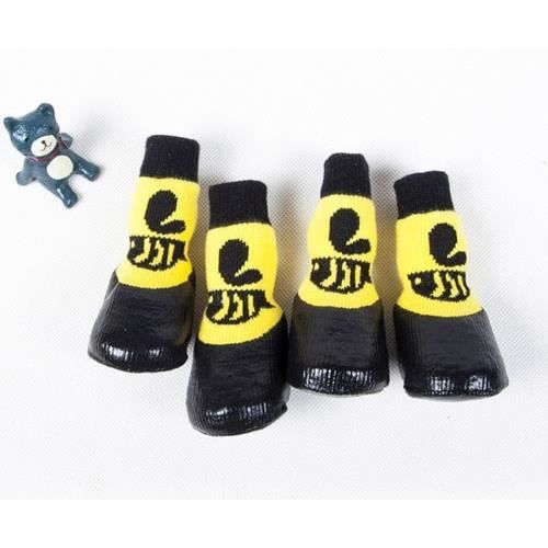 Comparer les prix de (Yellow / 2 Width 3.7cm)Chaussettes antidérapantes et imperméables pour chien et chat, 4 pièces/ensemble, chaussons avec semelle en