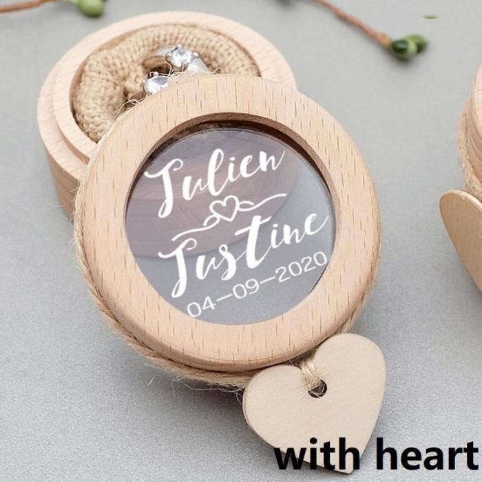 Boîte à alliances de mariage personnalisée, boîte à alliances gravée en bois, taie d