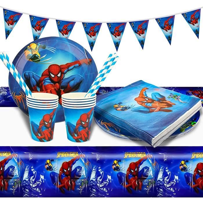 Gxhong Decoration Anniversaire Spiderman,52pcs Vaisselle de Fête
