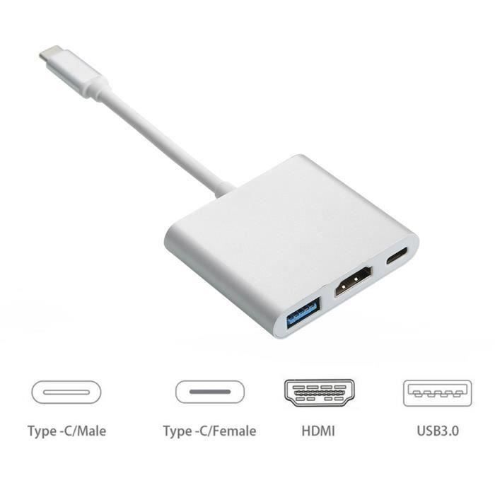 GZ* USB 3.0 Type C Adaptateur USB-C vers HDMI pour Apple Nouveau Macbook Compatible avec HDMI