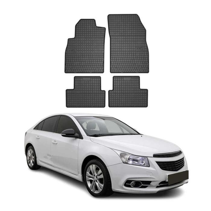 Tapis De Sol Caoutchouc Noir Pour Chevrolet Orlando I (2010-2018) - Set De 4 Pièces - Neuf