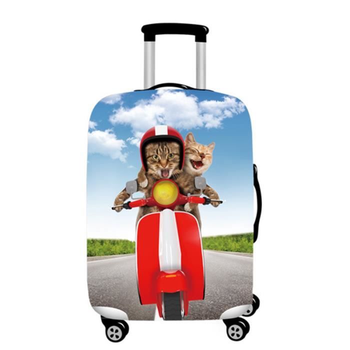 Housse Valise Anime Kawaii - Chat Mangeant Des Ramen - Lavable, Protection Scratch Et Poussière - Taille S à XL (45-81 Cm)