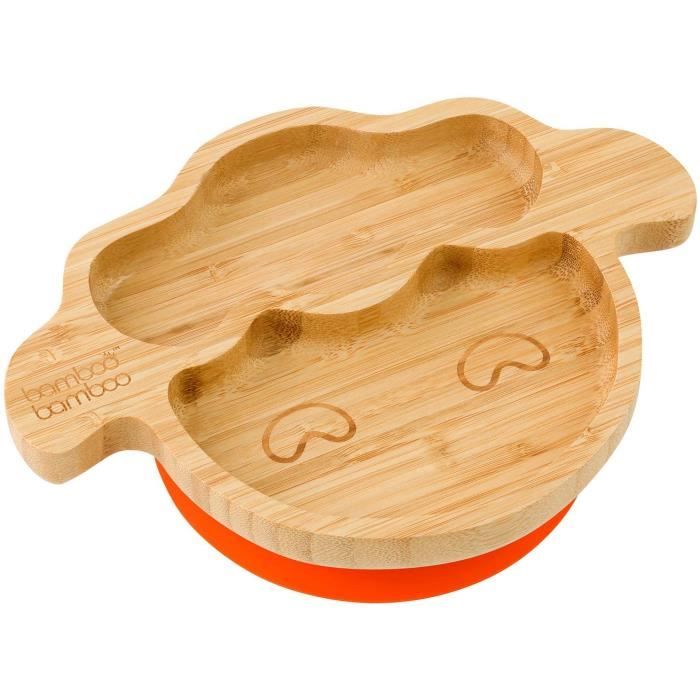 Assiette A Ventouse Pour Bebe Et Enfant En Bas Age En Forme De Tete De Petit Agneau En Bambou Naturel Cdiscount Puericulture Eveil Bebe