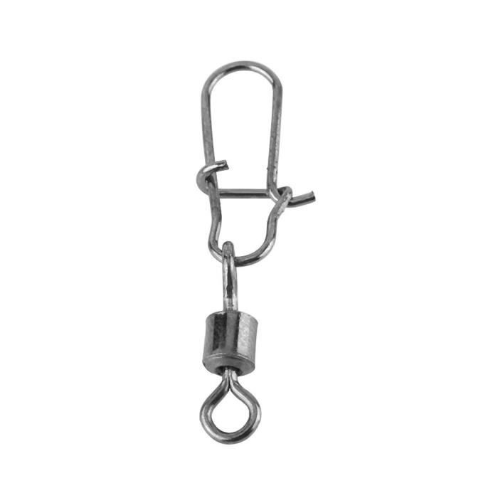 Émerillons Pêche 50Pièces Acier Inox - Tailles 2#4#5#6#8# Verrouillage Rapide