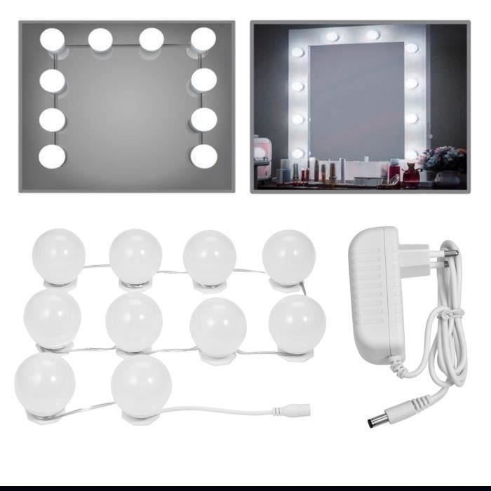 Lampe LED Miroir De Maquillage - 3 Couleurs, Luminosité Réglable, Adhésif USB 1m