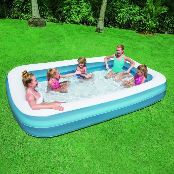 BESTWAY Piscine Gonflable Enfant familiale rectangulaire De Luxe Bleu -  305cm X 183cm h 46cm avec 2 boudins - Cdiscount Jeux - Jouets