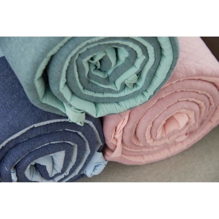 Tour De Lit Jersey Matelasse Lange Bleu Pour Lit 60x1cm Ou 70x140cm Candide Cdiscount Puericulture Eveil Bebe