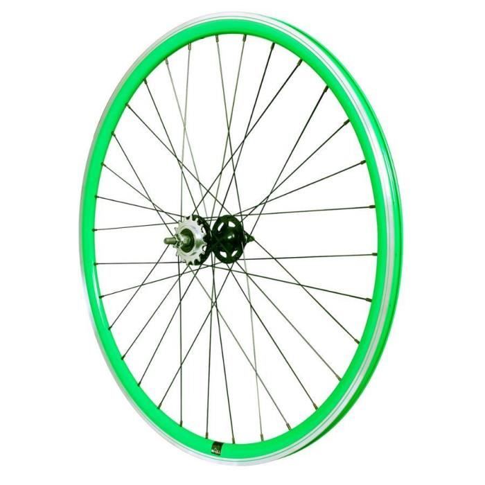 Roue arrière Fixie CGN Mach1 430 - Axe plein - Vert - 28mm/1300g