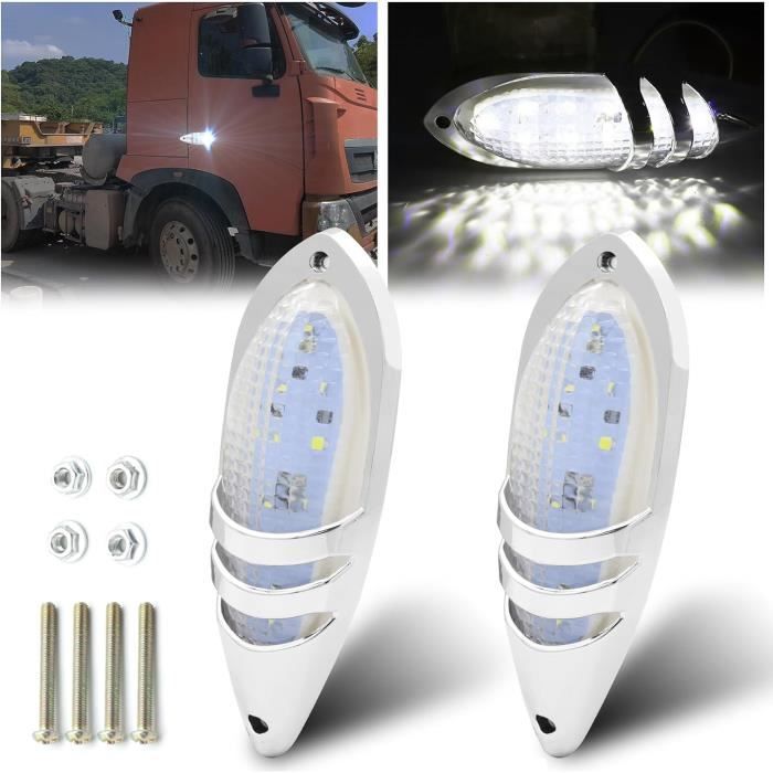 Lot De 4 Mini Feux De Position LED 12V/24V Rouge & Blanc – Camion, Remorque, Bus, Fourgon, Caravane, Camping-Car, Éclairage Latéral Ultra Puissant