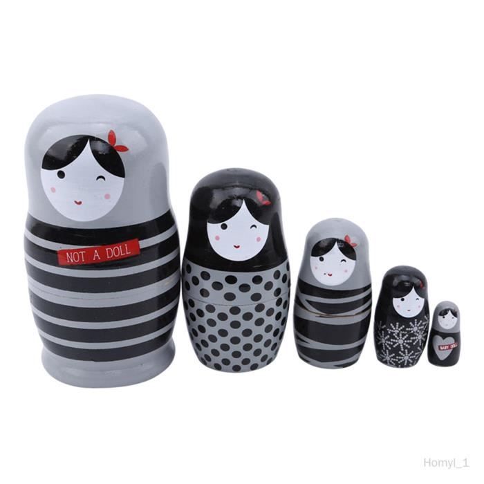 Poupées Gigognes Russes Du Père Noël - Set De 5 Matryoshkas En Bois Pour Décoration De Noël