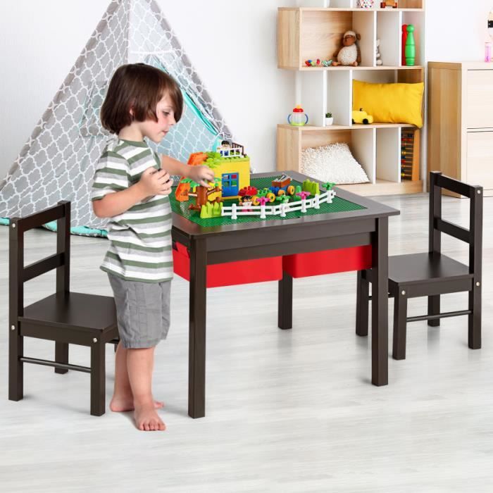 Costway 5 En 1 Table D Activites Et Chaises Pour Enfant Avec 2 Tiroirs De Rangement Table Pour Jeux De Construction Dessiner Cdiscount Puericulture Eveil Bebe