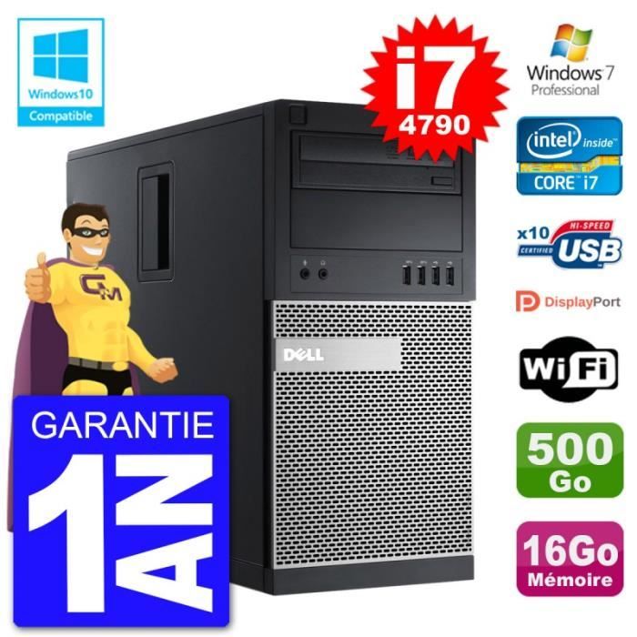 PC Tour DELL 9020 Intel Core I7-4790 RAM 16Go Disque 500Go Graveur DVD Wifi W7 Reconditionné - Dell reconditionné disponible sur Cdiscount Seconde Vie