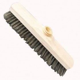 Balai droit bois brut fibres de soie grise + douille